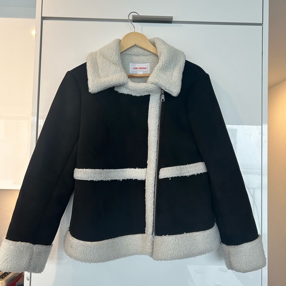 Black and White Shearling Jacket - Picture 3 of 5
